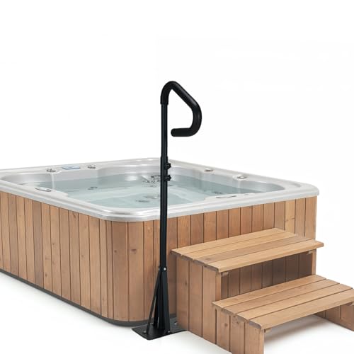 Hot Tub Handrail 38-62 Adjustable Spa Handrail for Hot Tub Steps & Stairs Heavy Duty 360 Swivel Safety Grab Rail for Entry & Exit Non-Slip Rubber Grip Rust-Proof Carbon Steel Spa Handrail