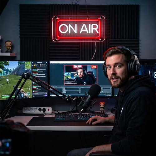Image of On Air Neon Sign,LED Light Up On Air Neon Sign for Streaming /Gaming /Recording Studio Decor,USB & Battery Powered On Air Led Light for Studio, Bedroom, Game Room Decor
