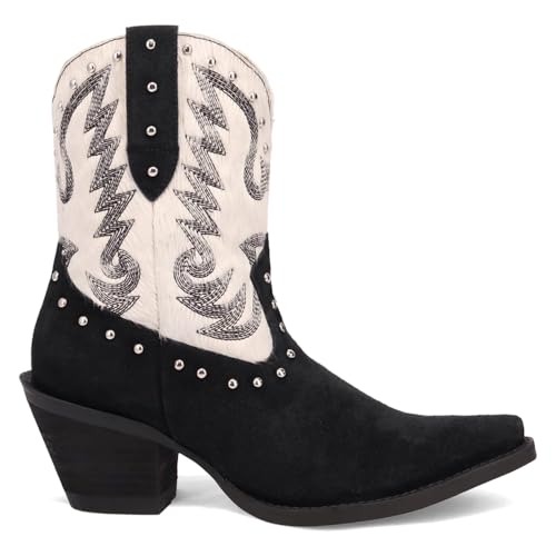 Dingo Womens Rodeo Queen Embroidered Studded Snip Toe Pull On Casual Boots Ankle Mid Heel 2-3