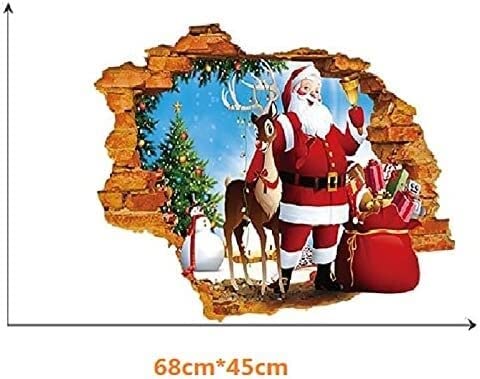 Świąteczne naklejki na okna, dekoracje świąteczne, naklejki na okna Świąteczna naklejka na ścianę 3D Santa murale Salon sypialnia pokój TV tło dekoracje ścienne naklejki ścienne do pokoi dziecięcych