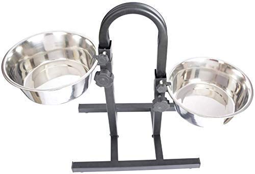 Woofy Stainless Steel Double Diner Food Bowl Stand For Dog Adjustable With 2 Bowls (U Type, Small 1600 Ml) 1