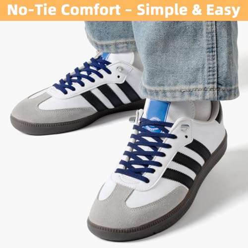Image of Stepace 2 Pairs Elastic No Tie Shoe Laces for Kids and Adults Sneakers, Stretch Flat Tieless Shoestrings