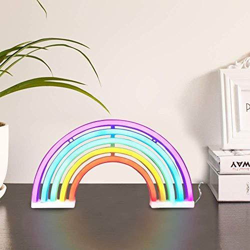 Qiaofei Rainbow Neon Light Signs,Rainbow Wall Decor For Girls Children Baby Room Led Lamp Rainbow Decor Kids Gifts,Battery Or Usb Operated Table Led Night Lights #TOP3