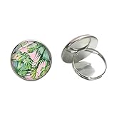 Größe: 16 mm Hawaiianische grüne Blätter offene Ringe für Frauen Mädchen Schmuck Mode Cool Regenwald Wegerich Blätter Glas Kunst Bild Ring