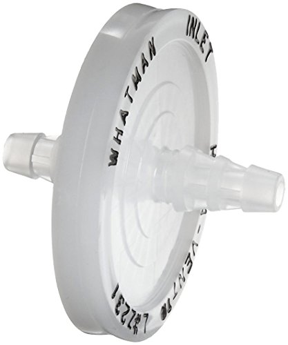 Whatman 6723-5000 Hepa-Vent Entlüftungsfilterscheibe mit Einlass 1/4 Zoll bis 3/8 Zoll SB und Auslass 1/4 Zoll bis 3/8 Zoll SB, 60 psi Maximaldruck, 50 mm Durchmesser (Packung mit 10) Cover