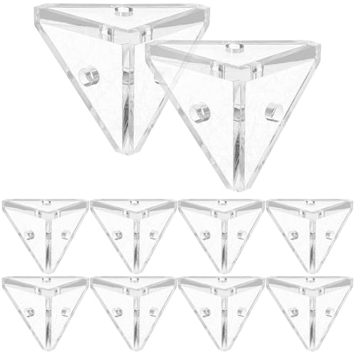 Yardenfun Soportes Angulares Triangulares Acrílicos Transparentes Tornillos y Tuercas 10 Unidades para Reparación y Fijación de Muebles Soporte de Estante de Esquina Resistente y Versátil