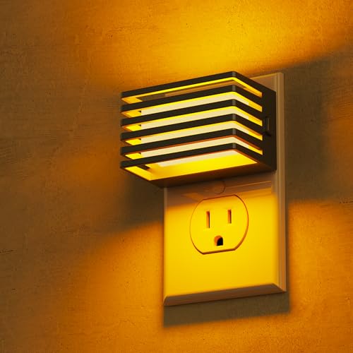 Image of L LOHAS LED Night Lights Plug into Wall, 2 Pack Modern Night Light with Dusk to Dawn Sensor, Dimmable Plug in Night Light, Adjustable Brightness, for Bedroom Bathroom Hallway (Black)