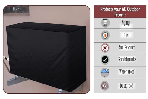 Image of AC Cover Outdoor Unit for 1 ton Black Color, AC Cover Dimensions - Outdoor Unit DxWxH in CM 36x89x71