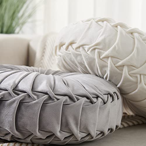 Fouriding Runde Wurf Kissen für Couch dekorative 15 'X 15' Kürbis Runde Samt Kissen für Sofa Bett Stuhl Boden Auto dekorative (Rosa)