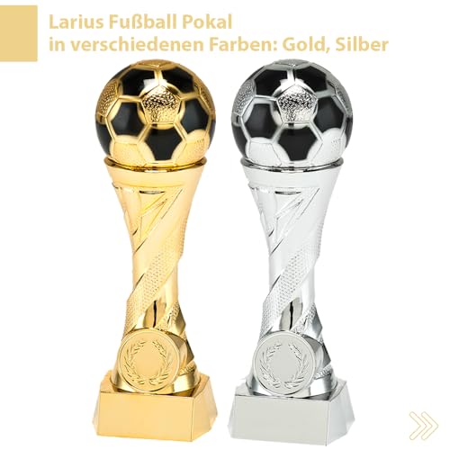 Larius Pokal Ehrenpreis Fußball in Gold und Silber mit Wunschgravur (ohne Wunschtext, Gold, L)