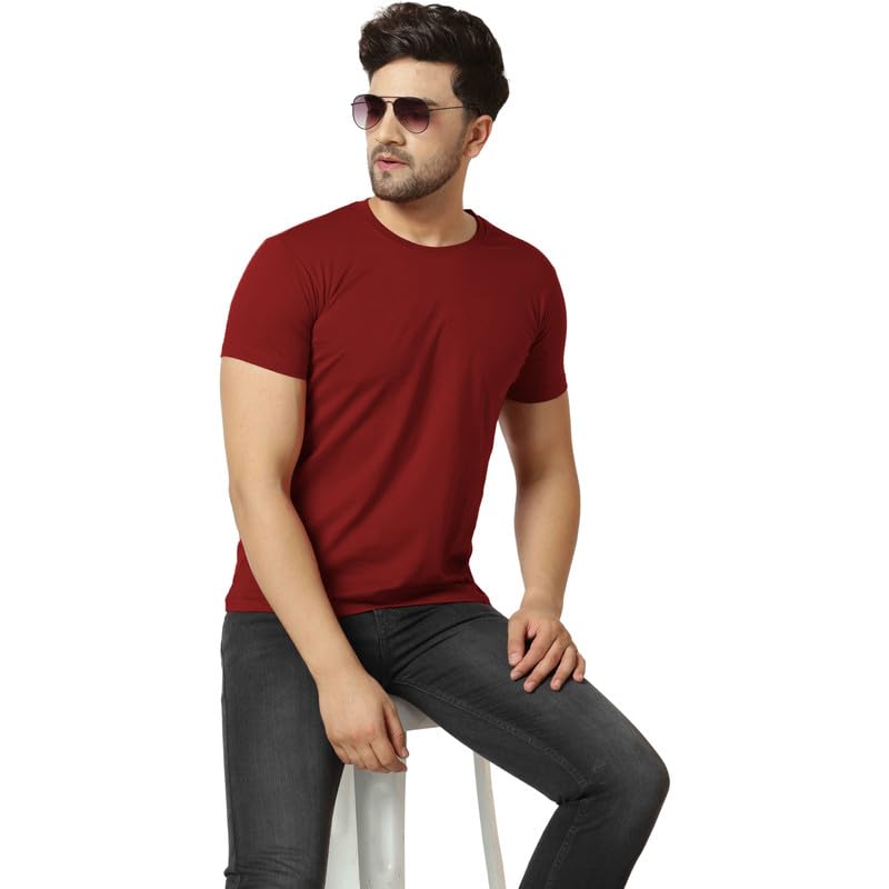 Image of T Shirt For Man | Men T-Shirts | Tshirt For Man Solid Cotton Blend Half Sleeve Regular Men Round Neck Tshirts | T-Shirts | Stylish | Gym Wear For Workout | T-Shirt | Crew Neck | Multi-Colored