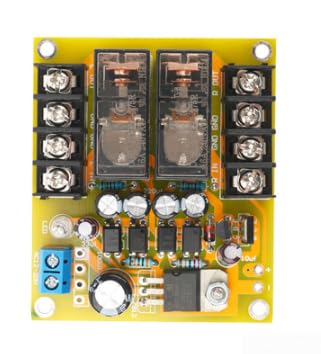 2 Channel Speaker Safety Board, 16A High Power Audio Delay Startup Anti-Shock Module for BTL Output Systems, Stereo Protection with 5-Second Delay and Optotube Isolation