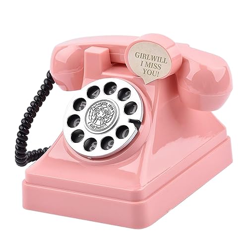 JISADER Kindertelefon Festnetz Geldsparbox, Vintage Telefon Festnetz Kinder, Baby Spielzeug Telefon Multifunktionale Cartoon Simulierte Festnetz Telefon Money Saving Jar f&uuml;r Kinderzimmer, ROSA