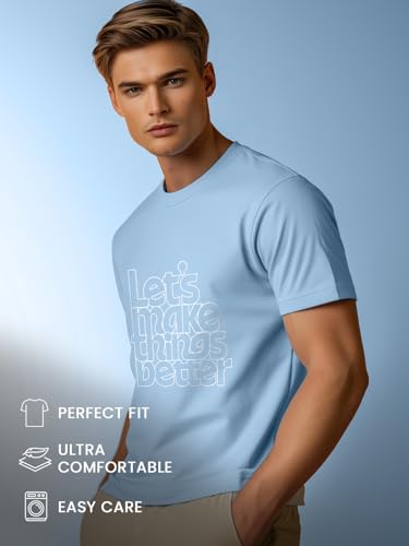 Image of Nobero 100% Cotton T Shirts for Men Stylish | Regular Fit | Graphic Printed T Shirts for Men 180 GSM Combed Cotton | Round Neck Half Sleeve