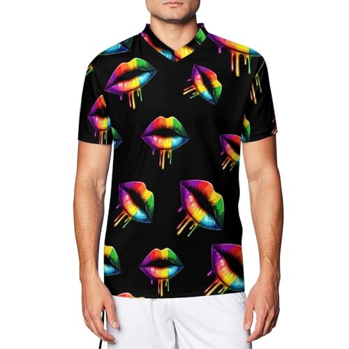 Camiseta deportiva hombre labios arcoíris LGBT ideal para entrenar en el gimnasio
