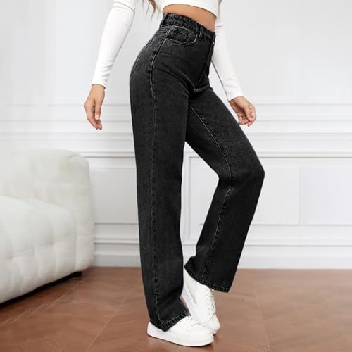 Jean stretch grande taille à jambe droite et confort extensible - 3