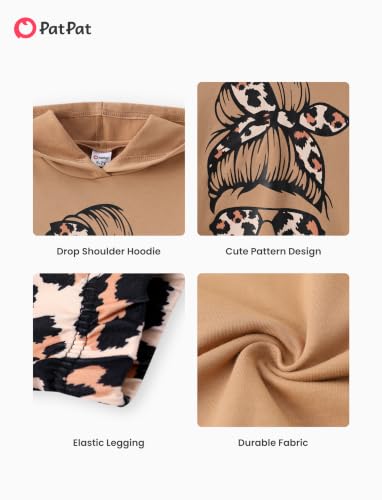 Image of PATPAT Girls 2 Piece Outfits Long Sleeve Hoodie and Leggings Clothing Set Outfits for Girls 4-12Y Fall /Winter Outfits