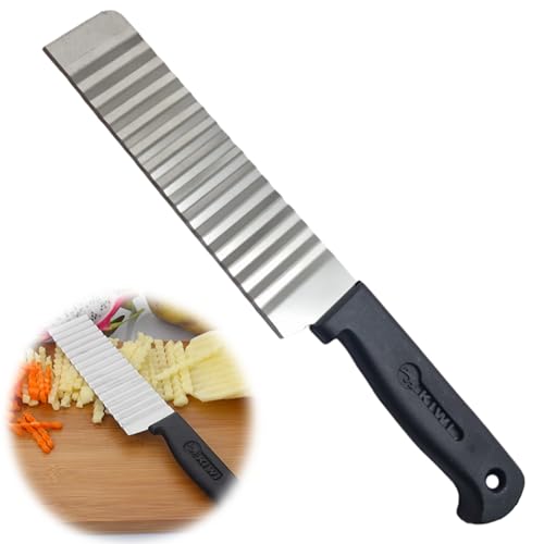 Tinkber 1 Couteau de Coupe Froissé, Crinkle Cutter, Couteau Lame Ondulée, Couteau Ondulé pour Pomme de Terre, Coupe-Froissement en Acier Inoxydable, pour...