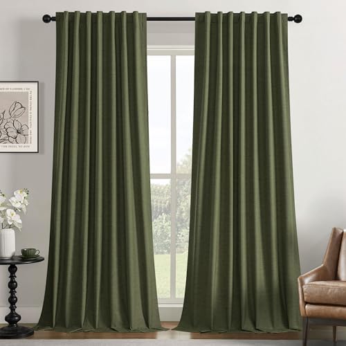 UHITECH Olive Green Blackout Curtains for Bedroom 96 Inch Long 2 Panels Set