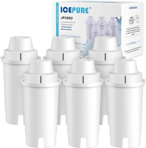 ICEPURE Water Filter Cartridges Compatible with Brita Classic Filter Jugs Brita Jugs and Dispensers Classic OB03 Everyday UltraMax Metro+ XL Mavea 107007 35557 6 Pieces