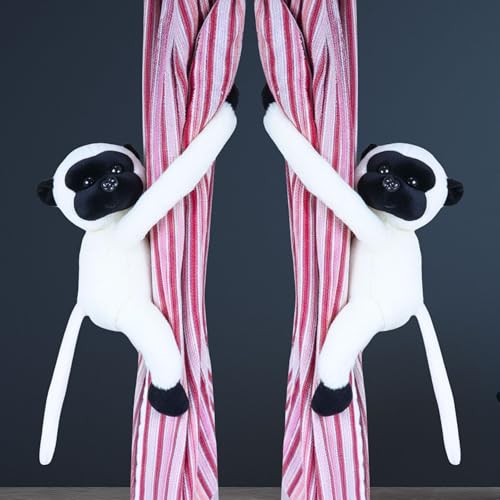 Image of Tickles 2 Pcs Langur Soft Plush Toy Curtain Tiebacks Holder Clip for Children Living Room Decoration Accessories Window Curtain Decoration (Size: 28 cm Color: White)