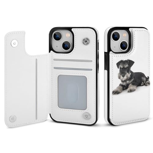 適用 iPhone15Pro用ケース 手帳型 シュナウザー 犬 スマホケース カード収納 スタンド機能 アイフォン15Proケース 耐衝撃 PUレザー カバー 財布型 Case