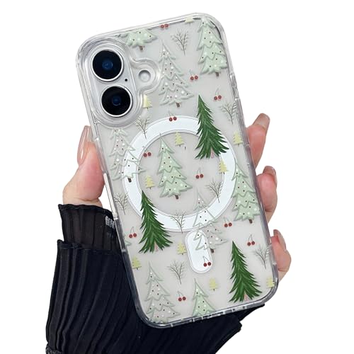 Coque pour iPhone 16 Étui Transparent Motif Sapin de Noël Vert Cadeau Idéal pour Proches