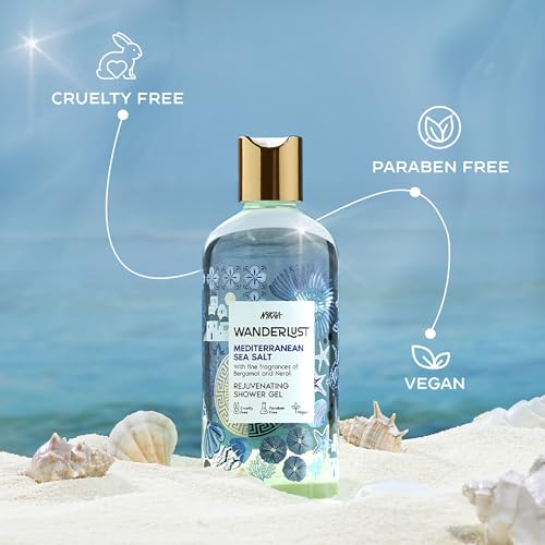 Image of Wanderlust Mediterranean Sea Salt Shower Gel, 300 ml| Nourishes & Rejuvenates | Gentle Cleanser| Refreshing bodywash | Enriched With hydrating Glycerine | Paraben-Free, Vegan | Suitable for All Skin Types