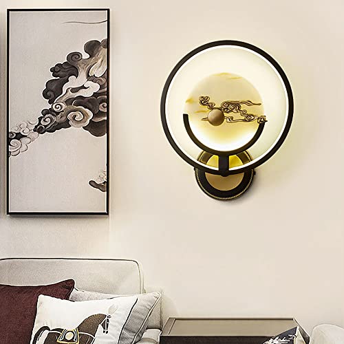 Aplique de pared LED de mármol circular moderno y latón interior L 3