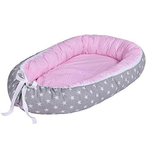 LULANDO Babynest, multifunktionales Kuschelnest für Babys und Säuglinge, Nestchen, Reisebett, 100% Baumwolle, antiallergisch, Standard 100 von Oeko-Tex, hergestellt in der EU, Maße: 80cm x 45cm x 15cm