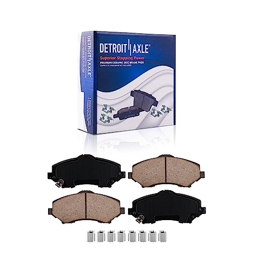 Image of Detroit Axle - Front Brake Kit for 2008-2011 Dodge Grand Caravan | Chrysler Town & Country 09-12 Routan Drilled Brake Rotors Ceramic Brake Pads Wheel Hubs Replacement 11.89 inch Rotors