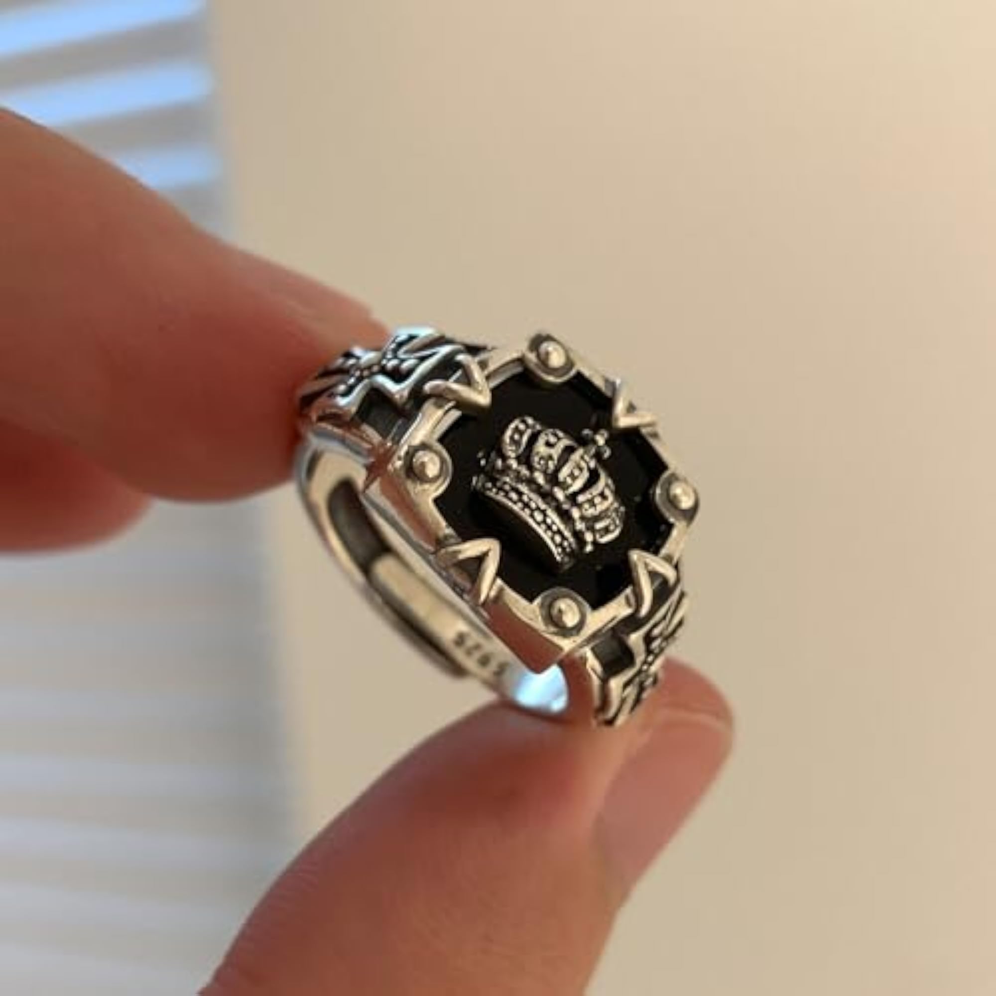 Funky King Crown Stainless Steel Adjustable Ring for Men