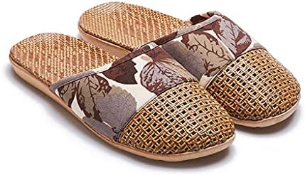 Rattan Grass Woven Slippers, House Slippers for Men Women Indoor Mens Womens Summer Home Office Linen Sandals Shoes Floor Shoes Breathable Slippers Open Toe Sandals ( Color : Brown , Size : 40/41 EU )