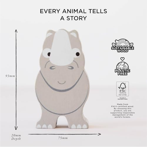 Le Toy Van - PL117 - Lernspiel Tiere der Savanne, stapelbar, für Kinder ab 18 Monaten, Balance-Aktivität, 9 Tiere und Tasche, aus FSC-Holz, ökologisches Spiel, plastikfrei, Petilou