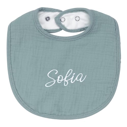 SIMYJOY Bavoirs Bebe Naissance Bavoir Bandana Personnalisé DIY avec Prenom Coton Doux Absorbant Nourrissons Unisex Garçons Filles Vert
