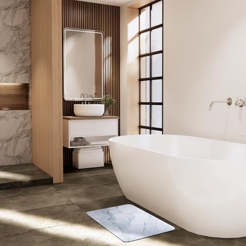 Bensey Premium Badezimmermatte mit revolutionärer Kieselgur-Schicht | Ultra-Saugfähig & Schnelltrocknend | rutschfeste Naturkautschuk-Basis | 40x60 cm stylische Designs (Goldener Marmor)