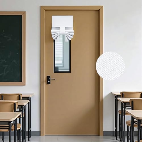 HOMEIDEAS Classroom 100% Linen Blackout French Door Curtains, Classroom Door