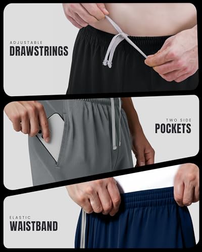 NY Threads 3 Pack Men's Athletic Shorts Quick Dry Lightweight Workout Running Gym Shorts with Pockets4
