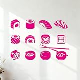 Adesivi artistici in vinile Sushi Bar, cucina giapponese e asiatica, ristorante di sushi 54.6x78.2cm Vetrine Rosso Rosa