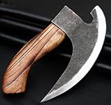 Handmade Viking Pizza Cutter Pizza Axe | Authentic Medieval Pizza Slicer with Ash Wooden Handle & Leather Sheath | Novelty Kitchen Tools for Pizza, Crust Cutting, and More (Rail Large Pizza)