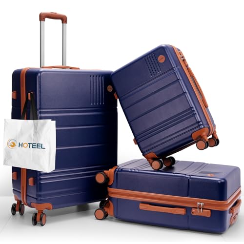 Hoteel Luggage Sets 3 Piece, ABS+PC Hard Shell Suitcases with Wheels, TSA Aproved Lock and Convient Side Hook, Travel Suit Case Set for Men and Women, (3-Piece, Dark Blue)