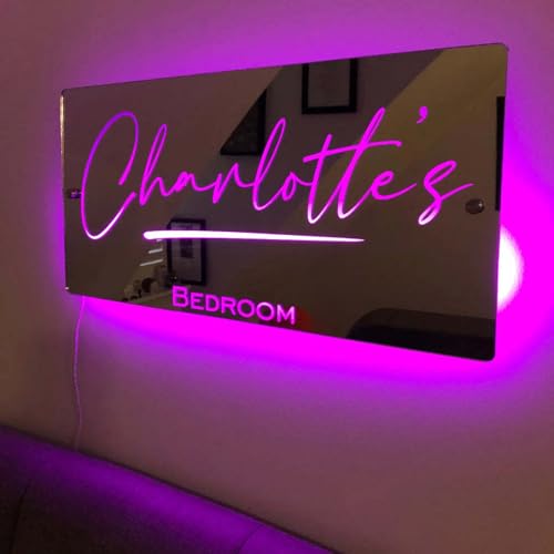 mxn Miroir De Chambre à Coucher Personnalisé, Lumineux Miroir LED, Panneau Néon Personnalisé avec Lumières LED, Décoration Murale pour Chambre à Coucher, Bar,...