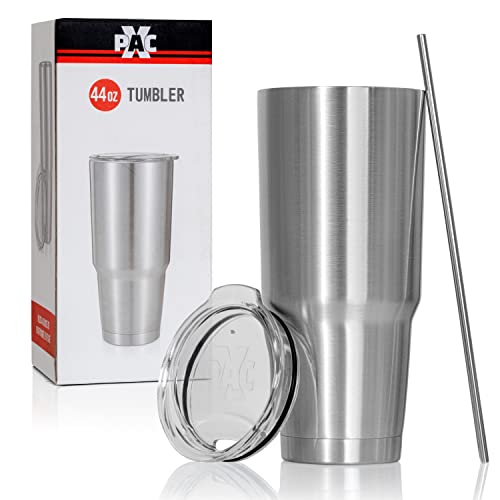 Maxam Xpac 44 Ounce Double Vacuum Wall Stainless Steel Tumbler With Lid, Silver, Fits In A 3.5" Wide Car Beverage Holder #TOP1