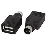 Adaptateur PS/2 Mâle vers USB 2.0 Femelle - Pour Clavier et Souris - Couleur Noir - Garantie 6 mois