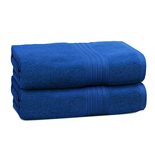 Bht Towels - 100% Cotton Thick & Large 600 Gsm Bath Towel - Set Of 2 Bath Towels - Genuine Ringspun, Luxury Hotel & Spa Quality (Classic Blue) #TOP6