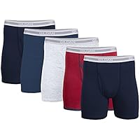 Gildan Men's Underwear Boxer Briefs, Multipack, Navy/Heather Navy/Sport Grey/Dot/Navy (5-Pack), Large