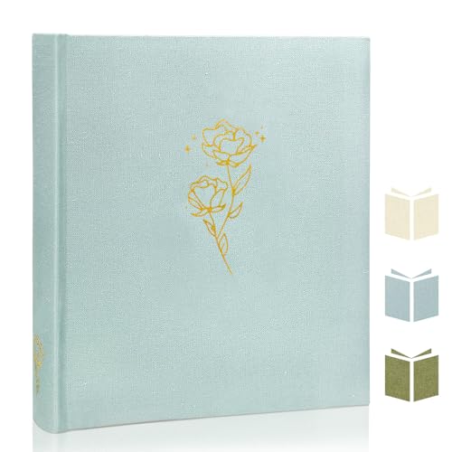 Kuword Álbum de fotos para personalizar, álbum de fotos de 30 x 30 cm, para 500 fotos, álbum de fotos grande, 100 páginas, color azul bebé, regalo de boda, álbum de recortes, álbum familiar