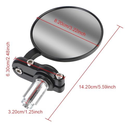 Espejos de extremo de manillar para moto universal de 22mm negros 6