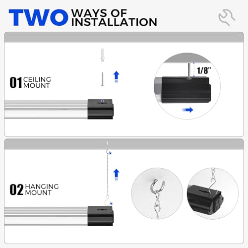 Image of Barrina BS168 168W 8FT LED Shop Lights, 16800LM, 5000K, High Output, Linkable, LED Shop Light for Garage, Workshop, Warehouse, Hanging or Ceiling Mount with Pull Chain Switch, 2 Packs