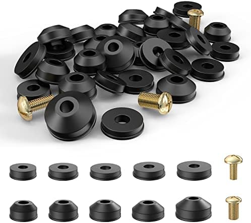 Faucet Washers, 58-Pack Flat and Beveled Rubber Faucet Washers and Brass Bibb Screws Assortment Replacement Kit for Repairing Faucet Leak